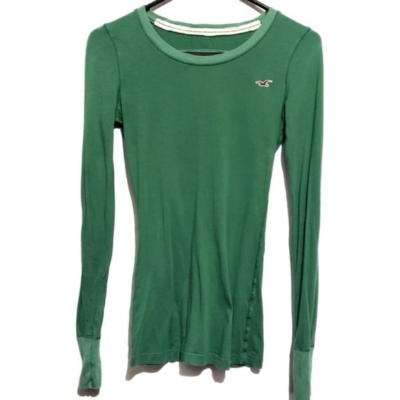 Tops - hollister crew neck long sleeve  green crew